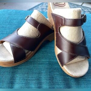 Dansko Brown Leather Mules‎